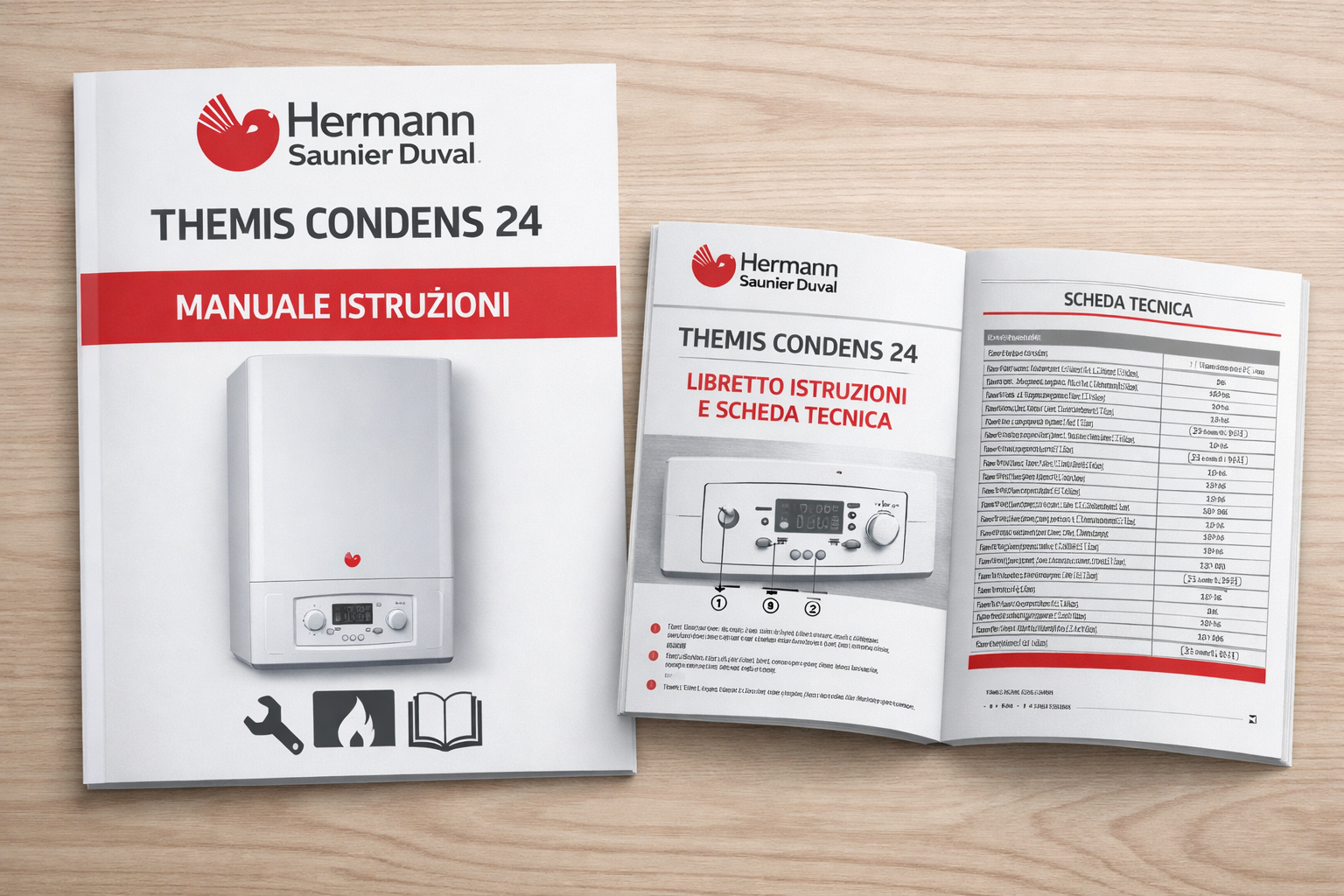 Manuale caldaia Hermann Saunier Duval Themis Condens 24 libretto istruzioni e scheda tecnica