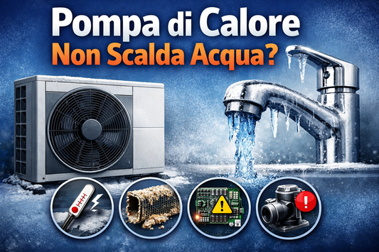 Pompa di calore non scalda acqua con unità esterna e rubinetto ghiacciato, cause e soluzioni con ricambi pompe di calore