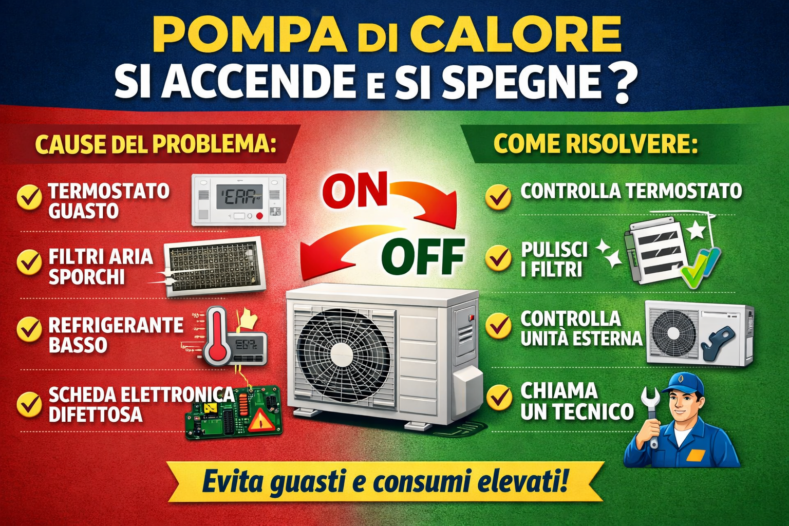 Pompa di calore si accende e spegne cause ciclo breve e soluzioni pratiche