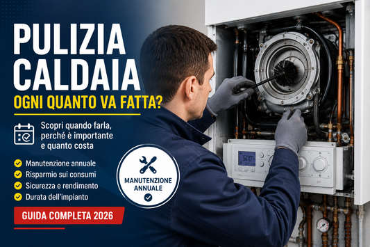 Tecnico che esegue la pulizia e manutenzione annuale della caldaia domestica per migliorare rendimento e sicurezza