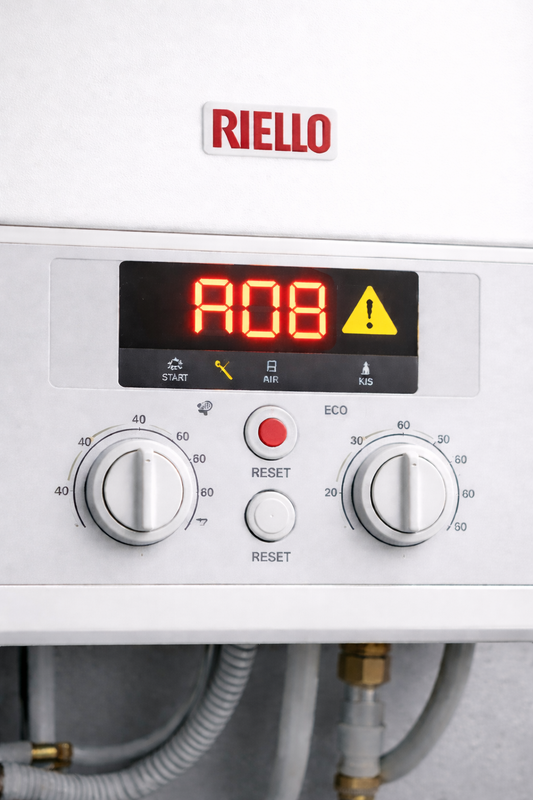 Display caldaia Riello Start AR 25 KIS in errore A08 per problema comunicazione elettronica