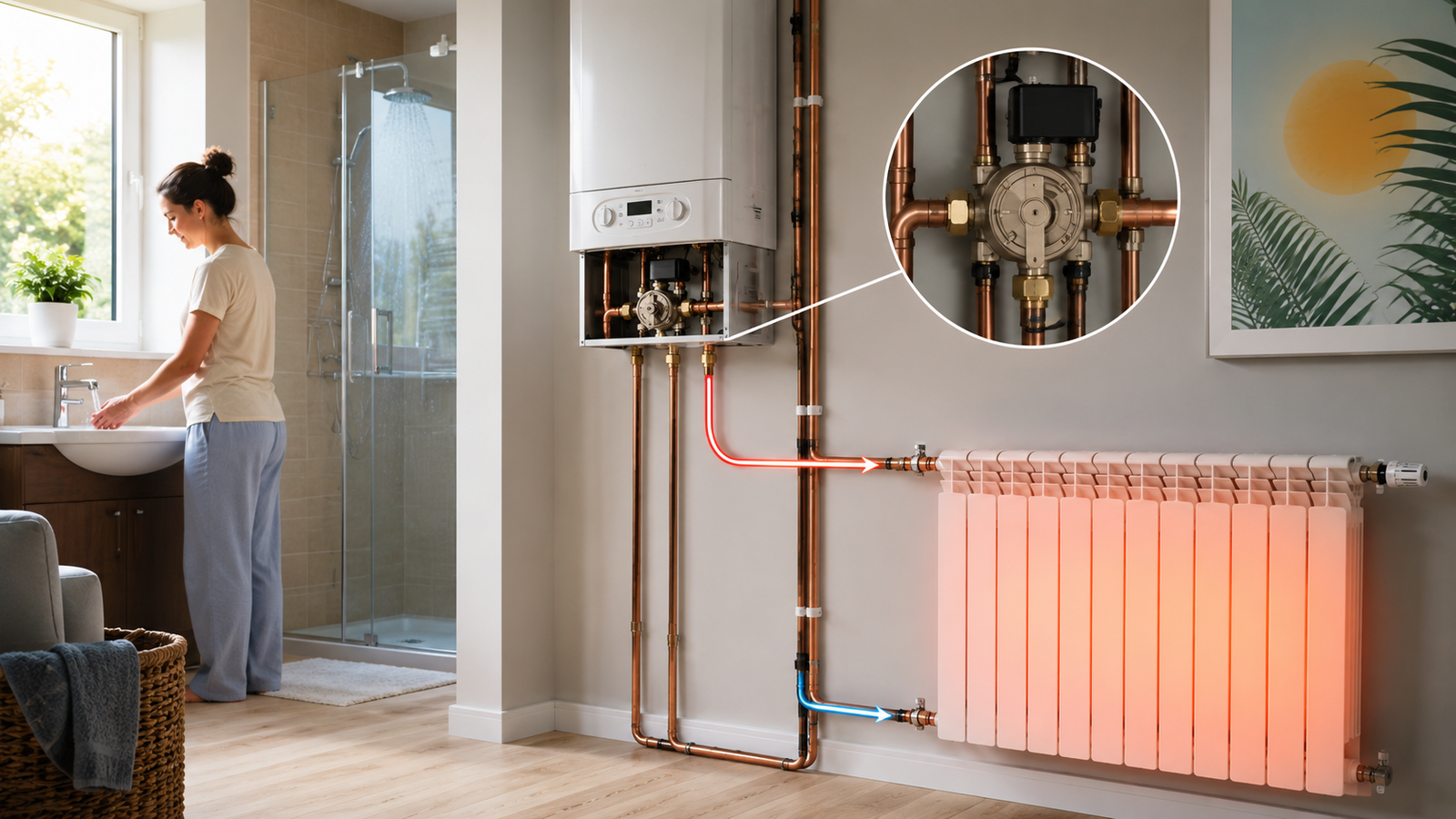 Termosifone caldo in estate durante l’utilizzo dell’acqua calda per possibile problema alla valvola a tre vie