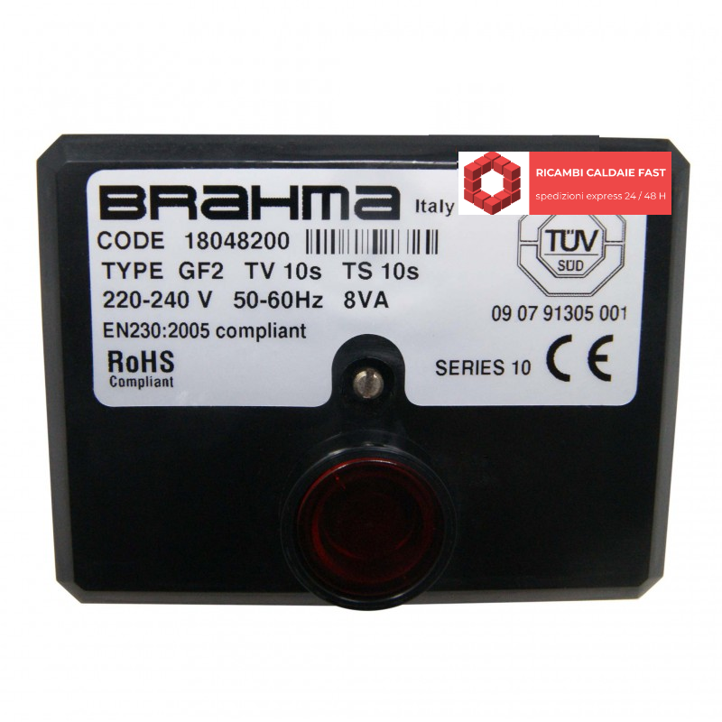 Quadro Brahma 18048200 , modello GF2 , TV 10 S , TS 10 S . Voltaggio 220-240 V  , Frequenza 50-60 Hz , 8 VA