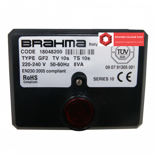 Quadro Brahma 18048200 , modello GF2 , TV 10 S , TS 10 S . Voltaggio 220-240 V  , Frequenza 50-60 Hz , 8 VA