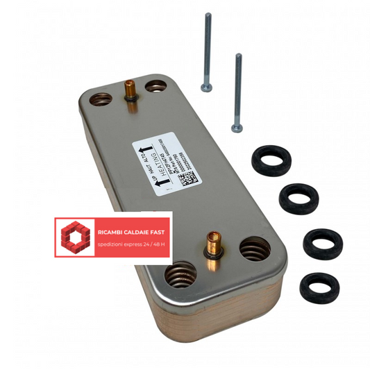 Scambiatore secondario per caldaia ariston 65116314 con guarnzioni e viti
