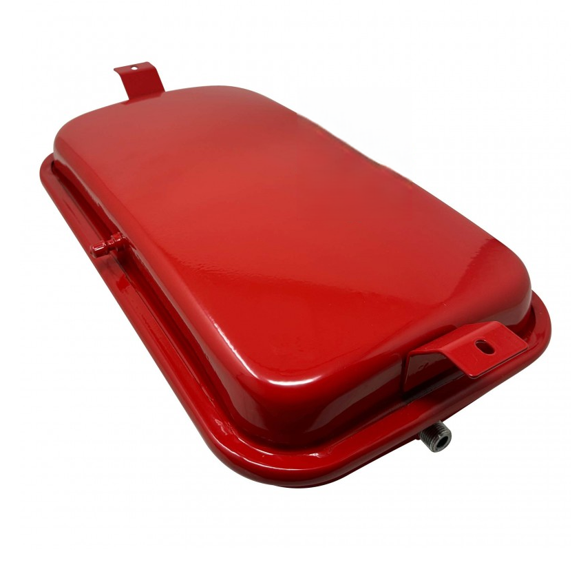 vaso espansione rosso di frorma rettangolare con due staffe