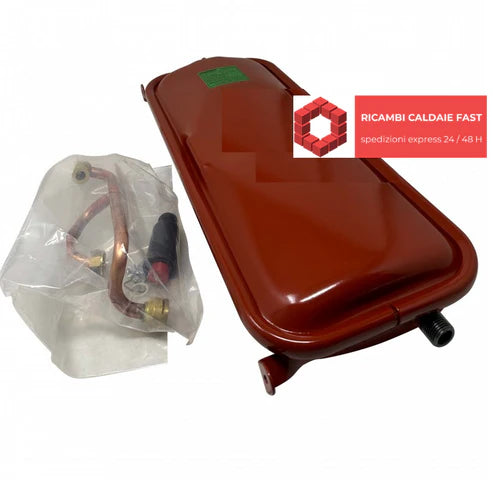 vaso espansione rosso rettangolare 6 litri con tubi in rame