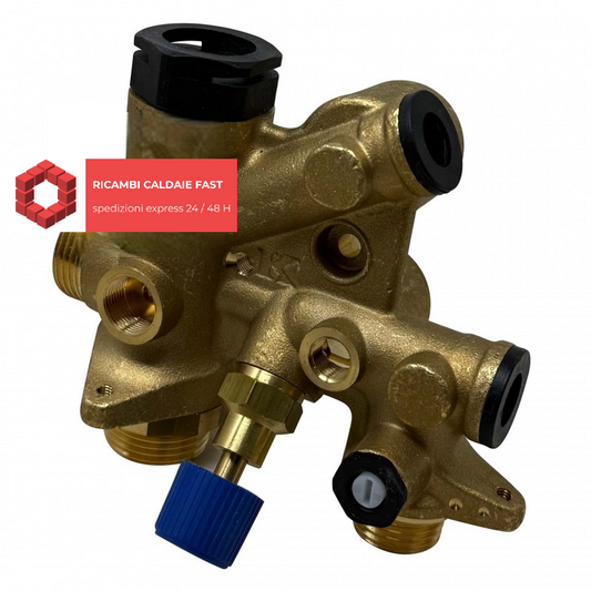Gruppo ottone valvola tre vie Italtherm 510001538 , completo di rubinetto di carico