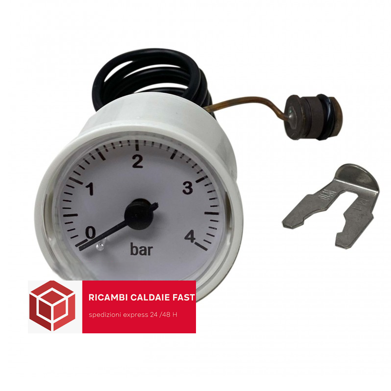 Idrometro -4 bar con Clips per caldaia euroterm , bianco con cavo