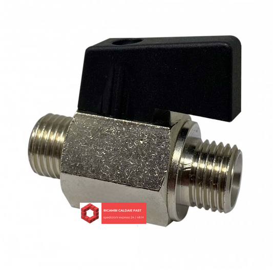 Rubinetto a sfera 1/4 maschio maschio per carico caldaia lunghezza 40 mm