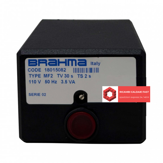 Quadro Brahma MF2 , codice 18015082 . TV 30 s , TS 2 s , Voltaggio 110 V , 50 Hz , 3.5 VA