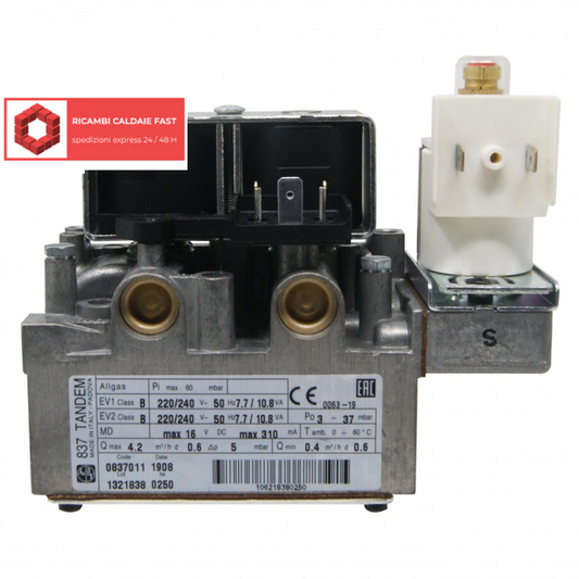 Valvola gas SIT 837011 per caldaie Chaffoteaux Niagara 23 e 28 CF/FF – codice 60084524
