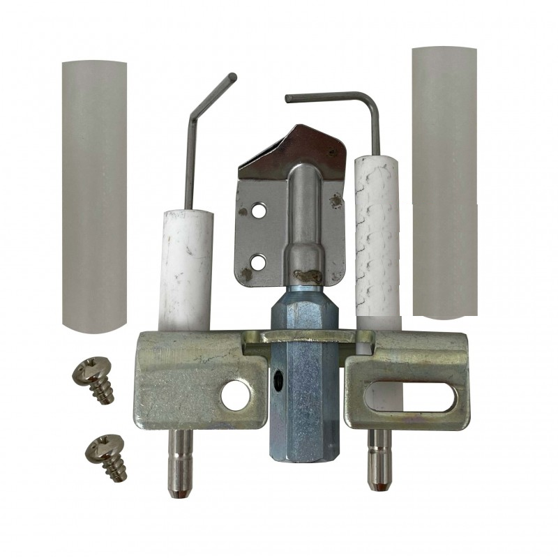 Bruciatore Pilota In Ghisa Per Wok Cinese Con Kit Sicurezza: Tubo Gas 91cm, Raccordi M10x1 E 1/4, Per Stufe E Fornelli