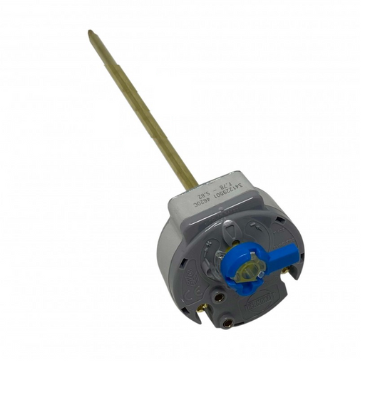 termostato rotondo grigio con sonda